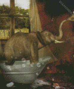 Cool Elephant In A Bathtub Diamond Paintings