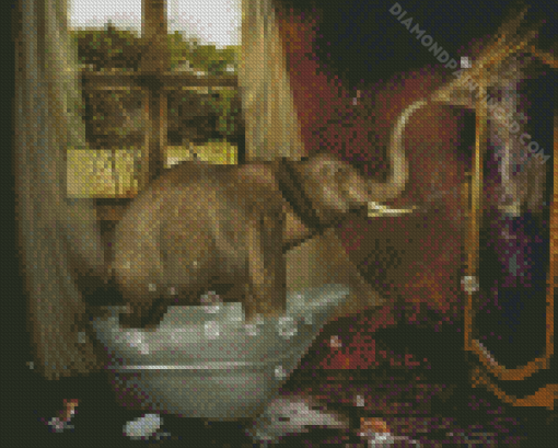 Cool Elephant In A Bathtub Diamond Paintings