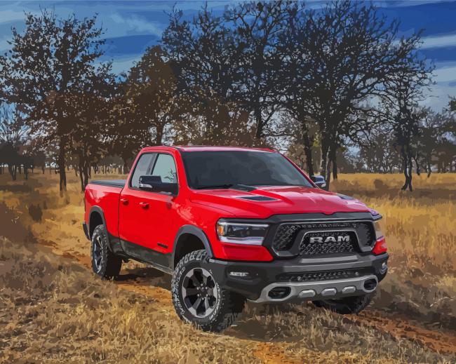 Cool Red Dodge Ram Diamond Paintings