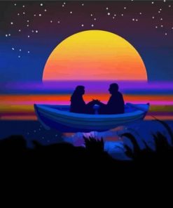 Couple Boat Silhouette Diamond Paintings