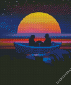 Couple Boat Silhouette Diamond Paintings