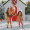 Cute Girl Christmas Horse Diamond Paintings