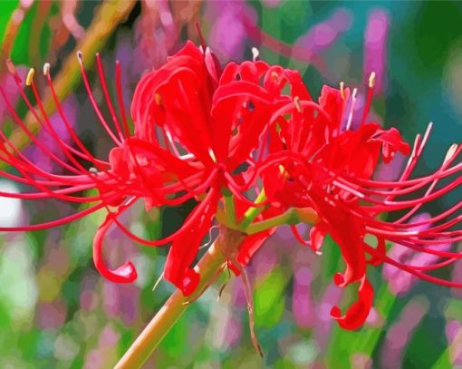 Red Japanese Flowers Diamond Paintings