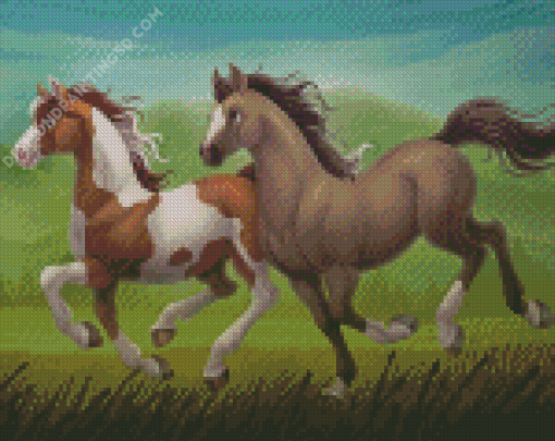 Running Cartoon Horse Diamond Paintings