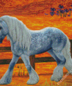 White Cob Horse Diamond Paintings