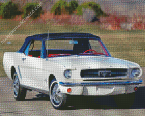 White Mustang Convertible Diamond Paintings