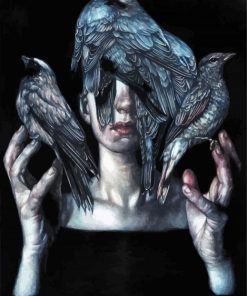 Woman And Birds By Marco Mazzoni Diamond Paintings