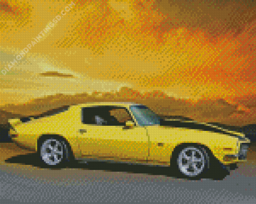 Yellow 1972 Camaro Diamond Paintings