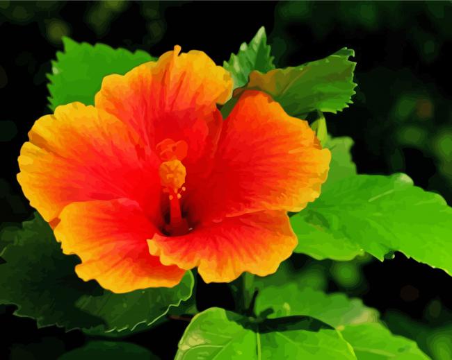 Young Orange Hibiscus Diamond Paintings