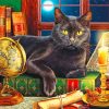 Aesthetic black Cat And Candle Diamond Paintings