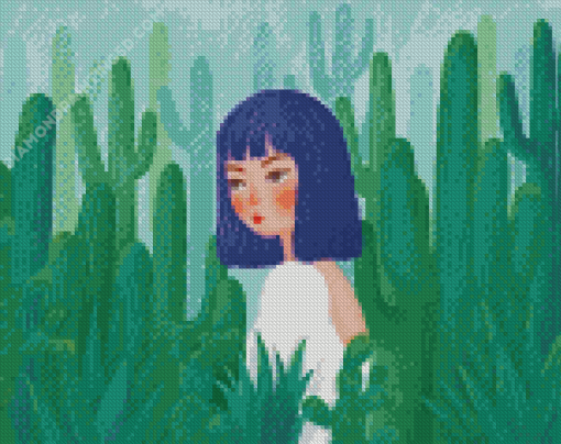 Anime Cactus Girl Diamond Paintings