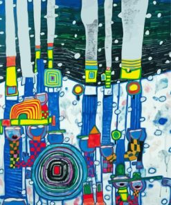 Blue Blues by Hundertwasser Diamond Paintings