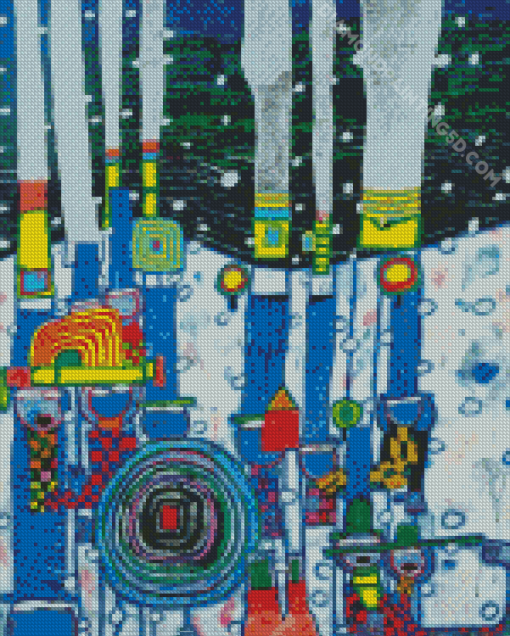 Blue Blues by Hundertwasser Diamond Paintings