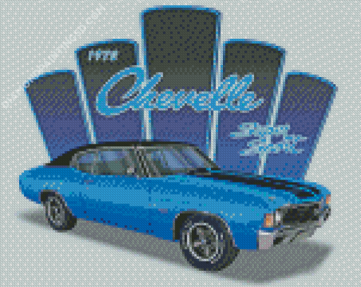 Blue Chevelle SS Super Sport Car Diamond Paintings