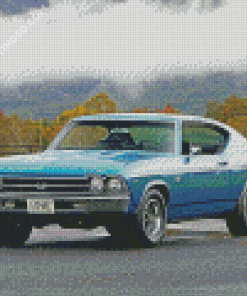 Blue Chevelle SS Car Diamond Paintings