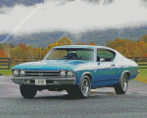 Blue Chevelle SS Car Diamond Paintings