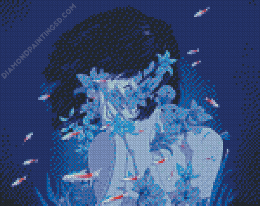 Blue Floral Girl Diamond Paintings