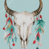 Cow Skull With Feathers Diamond Paintings