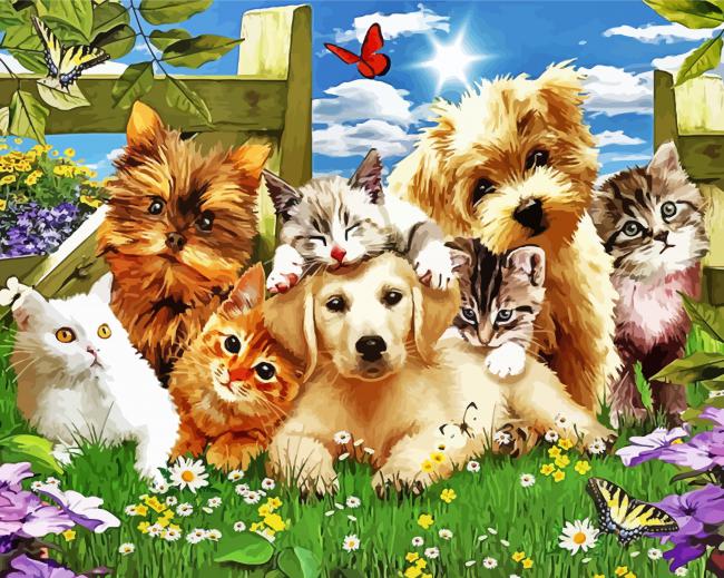 Cute Kittens And Puppies Diamond Paintings