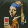 Girl With The Pearl Earring Take Selfie Diamond Paintings