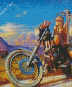 Girl On A Harley Motorcycle Diamond Paintings