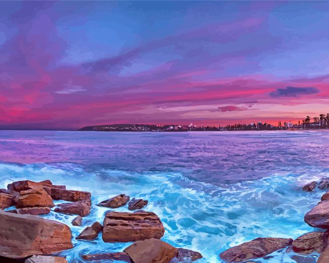 Manly Beach At Sunset Diamond Paintings