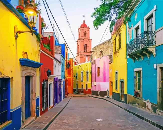 Mexican Village Colorful Houses Diamond Paintings