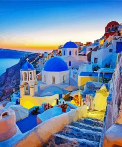 Thira City At Sunset Diamond Paintings