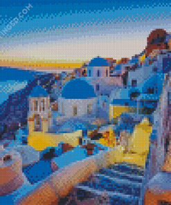 Thira City At Sunset Diamond Paintings