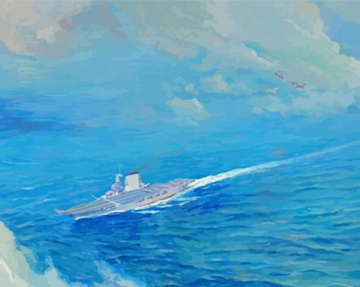 Uss Lexington In The Ocean Art Diamond Paintings