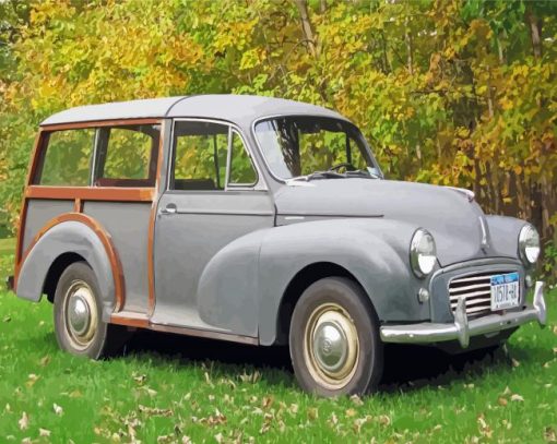 Vintage Grey Morris Minor Traveller Diamond Paintings