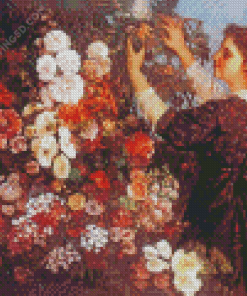 Woman Arranging Flowers Art Diamond Paintings