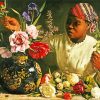 African Woman With Flower In Vase Diamond Paintings