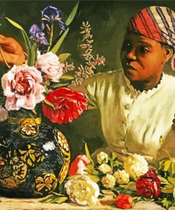 African Woman With Flower In Vase Diamond Paintings