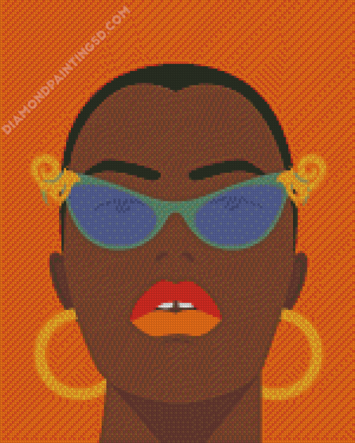 African Girl With Glasses Illustration Diamond Paintings