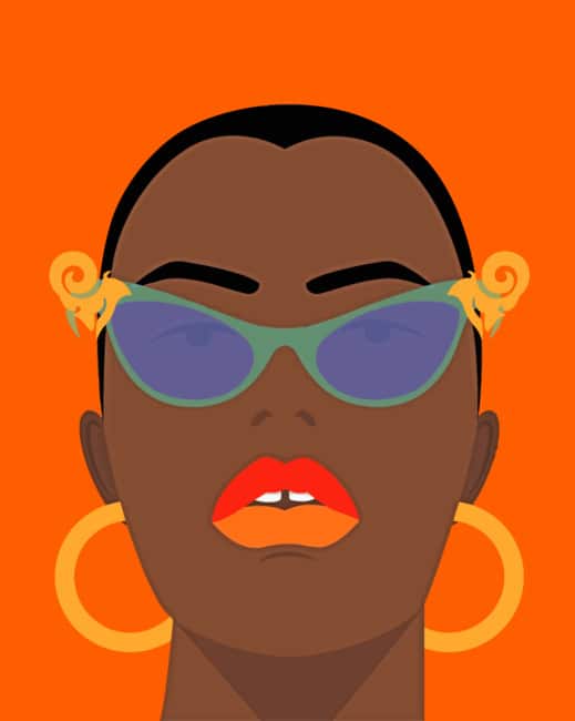 African Girl With Glasses Illustration Diamond Paintings