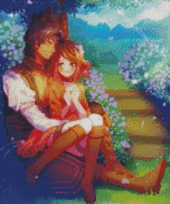 Anime Couple In The Garden Art Diamond Paintings