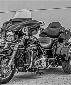 Black And White Three Wheeler Harley Davidson Diamond Paintings