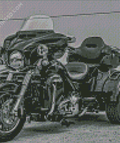 Black And White Three Wheeler Harley Davidson Diamond Paintings