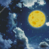 Cheese Moon And Clouds Art Diamond Paintings