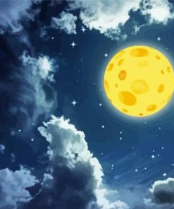 Cheese Moon And Clouds Art Diamond Paintings