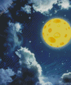 Cheese Moon And Clouds Art Diamond Paintings