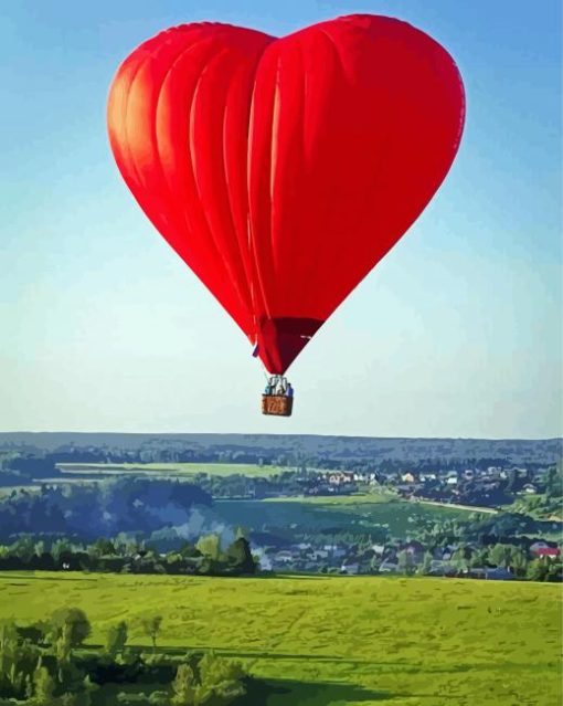 Red Romantic Hot Air Balloon Diamond Paintings