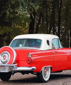 Red Thunderbird With A White Hardtop Diamond Paintings