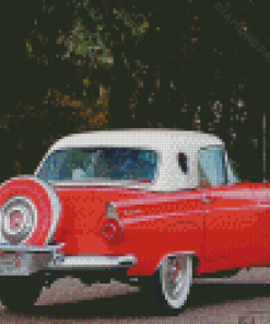 Red Thunderbird With A White Hardtop Diamond Paintings