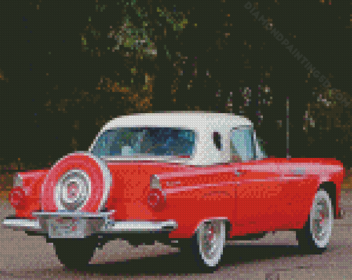 Red Thunderbird With A White Hardtop Diamond Paintings