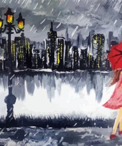 Romance In Rain Diamond Paintings