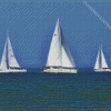 Three White Sailboats Diamond Paintings