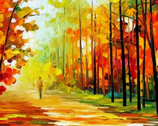 Abstract Walk Alone In The Autumn Diamond Paintings