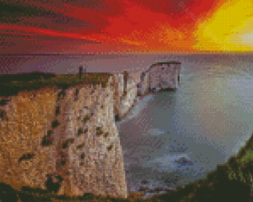 Amazing Sunset in Old Harry Rocks Diamond Paintings